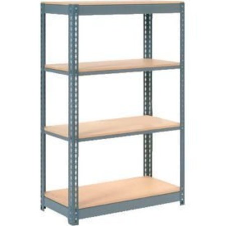 GLOBAL EQUIPMENT Heavy Duty Shelving 36"W x 24"D x 60"H With 4 Shelves - Wood Deck - Gray 254435